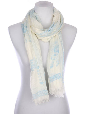 SCARF   HINDU ELEPHANT PRINT  KYF7023BLU - Scarvesnthangs
 - 2