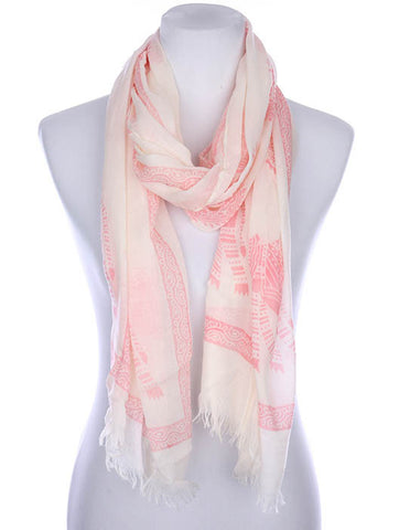 SCARF   HINDU ELEPHANT PRINT  KYF7023PNK - Scarvesnthangs
 - 2