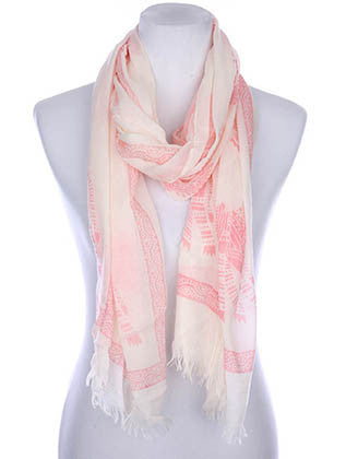 SCARF   HINDU ELEPHANT PRINT  KYF7023PNK