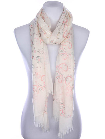 SCARF   FLORAL PRINT  KYF7024PNK - Scarvesnthangs
 - 2
