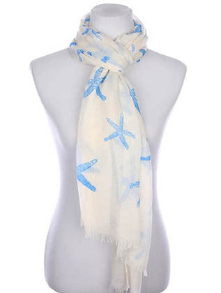 SCARF   STARFISH PRINT  KYF7025BLU - Scarvesnthangs
 - 3
