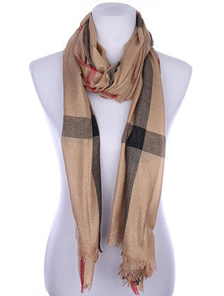 SCARF   CHECKER PRINT  KYF7027BRO - Scarvesnthangs
 - 1
