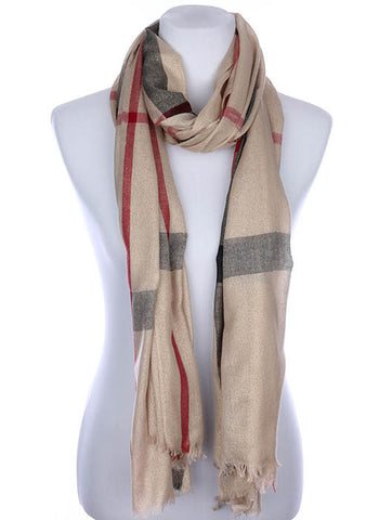 SCARF   CHECKER PRINT  KYF7027LBEG - Scarvesnthangs
 - 2