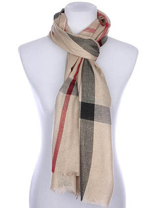 SCARF   CHECKER PRINT  KYF7027LBEG - Scarvesnthangs
 - 3