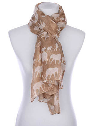 SCARF   ELEPHANT PRINT  KYF7028BEG - Scarvesnthangs
 - 3