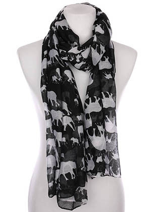 SCARF   ELEPHANT PRINT  KYF7028BLK