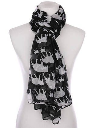 SCARF   ELEPHANT PRINT  KYF7028BLK - Scarvesnthangs
 - 3