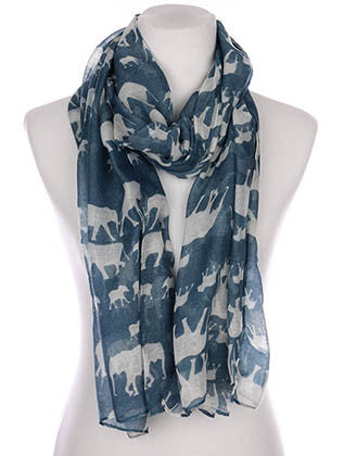 SCARF   ELEPHANT PRINT  KYF7028BLU