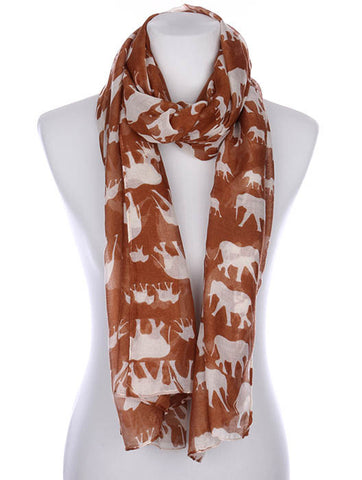 SCARF   ELEPHANT PRINT  KYF7028BRO - Scarvesnthangs
 - 2