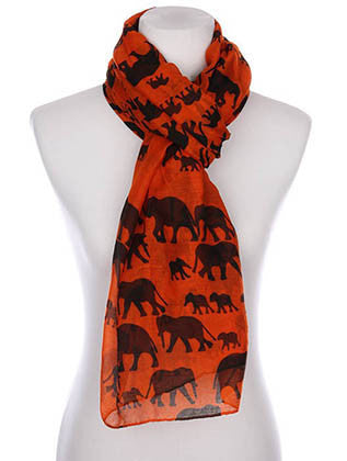 SCARF   ELEPHANT PRINT  KYF7028DORG - Scarvesnthangs
 - 3