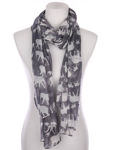 SCARF   ELEPHANT PRINT  KYF7028GRY - Scarvesnthangs
 - 2