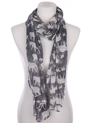 SCARF   ELEPHANT PRINT  KYF7028GRY