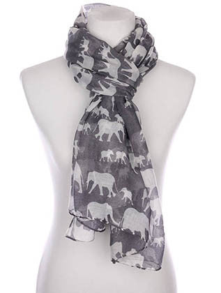 SCARF   ELEPHANT PRINT  KYF7028GRY - Scarvesnthangs
 - 3