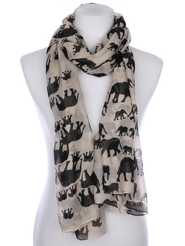 SCARF   ELEPHANT PRINT  KYF7028NAT - Scarvesnthangs
 - 2