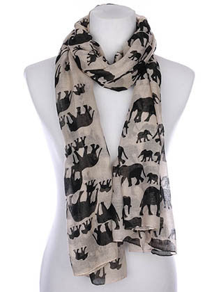 SCARF   ELEPHANT PRINT  KYF7028NAT
