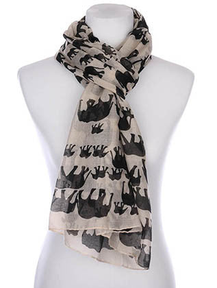 SCARF   ELEPHANT PRINT  KYF7028NAT - Scarvesnthangs
 - 3