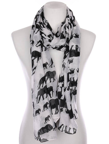 SCARF   ELEPHANT PRINT  KYF7028WHT - Scarvesnthangs
 - 2
