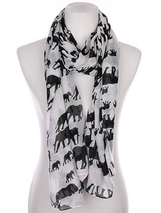 SCARF   ELEPHANT PRINT  KYF7028WHT