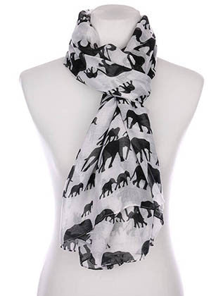 SCARF   ELEPHANT PRINT  KYF7028WHT - Scarvesnthangs
 - 3