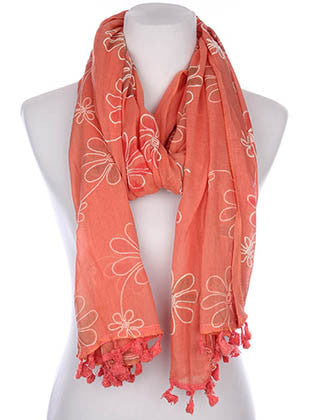 SCARF   FLORAL PATTERN EMBROIDERED  KYF7029PCH