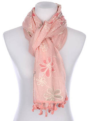 SCARF   FLORAL PATTERN EMBROIDERED  KYF7029PNK - Scarvesnthangs
 - 3