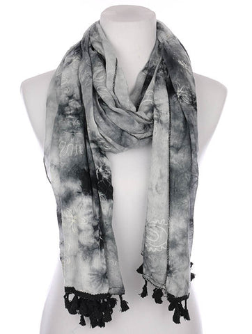 SCARF   FLORAL PATTERN EMBROIDERED  KYF7031BLK - Scarvesnthangs
 - 2