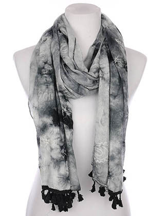 SCARF   FLORAL PATTERN EMBROIDERED  KYF7031BLK