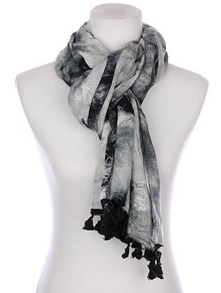 SCARF   FLORAL PATTERN EMBROIDERED  KYF7031BLK - Scarvesnthangs
 - 3