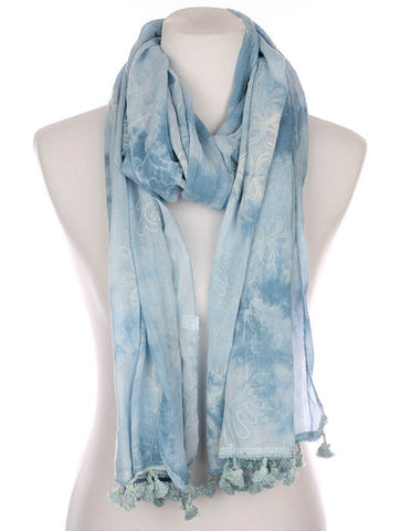 SCARF   FLORAL PATTERN EMBROIDERED  KYF7031BLU - Scarvesnthangs
 - 2