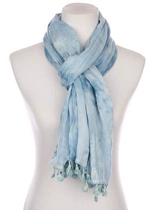 SCARF   FLORAL PATTERN EMBROIDERED  KYF7031BLU - Scarvesnthangs
 - 3