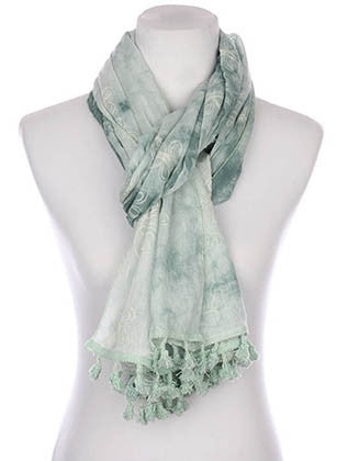 SCARF   FLORAL PATTERN EMBROIDERED  KYF7031GRN - Scarvesnthangs
 - 3