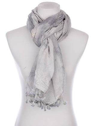 SCARF   FLORAL PATTERN EMBROIDERED  KYF7031GRY - Scarvesnthangs
 - 3