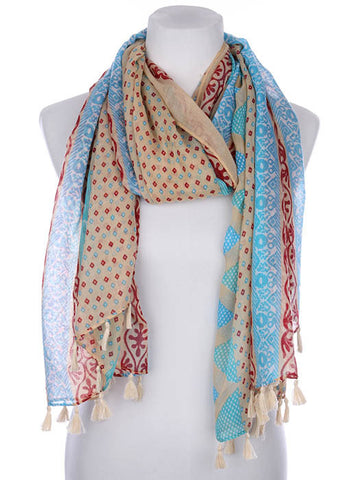 SCARF   PRINT  KYF7032BLU - Scarvesnthangs
 - 2