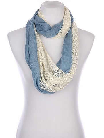 SCARF   HALF LACED  KYF80341BLU - Scarvesnthangs
 - 2