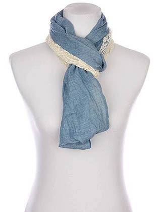 SCARF   HALF LACED  KYF80341BLU - Scarvesnthangs
 - 3