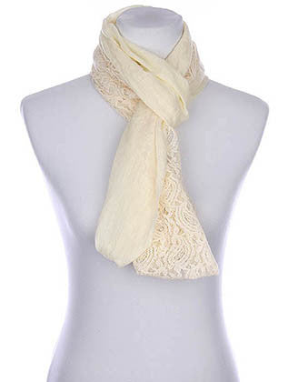 SCARF   HALF LACED  KYF80341CRM - Scarvesnthangs
 - 3
