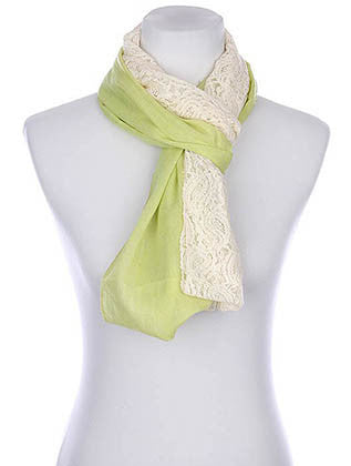 SCARF   HALF LACED  KYF80341GRN - Scarvesnthangs
 - 3