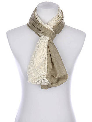 SCARF   HALF LACED  KYF80341GRY - Scarvesnthangs
 - 3