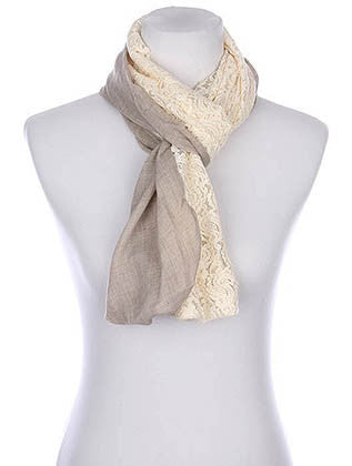 SCARF   HALF LACED  KYF80341LGRY - Scarvesnthangs
 - 3