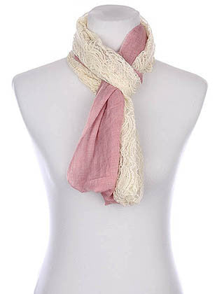 SCARF   HALF LACED  KYF80341PNK - Scarvesnthangs
 - 3