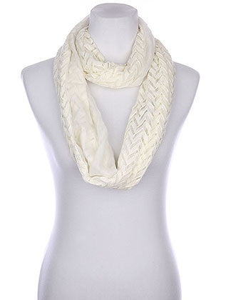 SCARF   CHEVRON PATTERN CROCHET  KYF8035WHT
