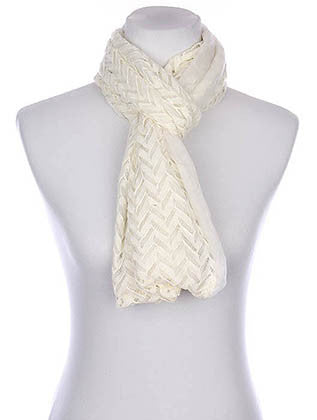 SCARF   CHEVRON PATTERN CROCHET  KYF8035WHT - Scarvesnthangs
 - 3