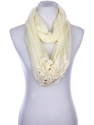 SCARF   CROCHET TRIM  KYF80361CRM