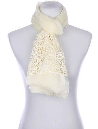 SCARF   CROCHET TRIM  KYF80361CRM - Scarvesnthangs
 - 3