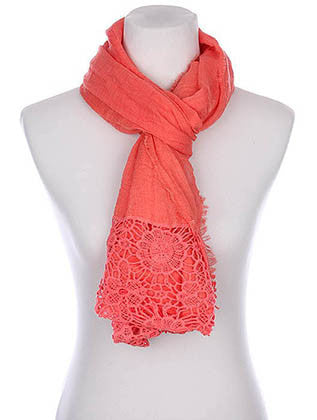 SCARF   CROCHET TRIM  KYF80361PNK - Scarvesnthangs
 - 3