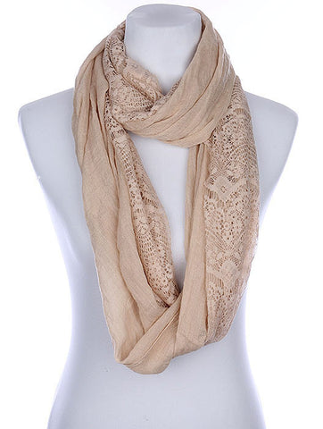 SCARF   LACE EDGE  KYF80401BEG - Scarvesnthangs
 - 2