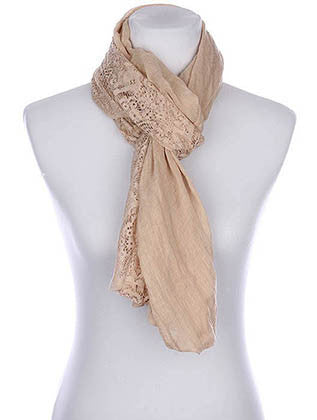 SCARF   LACE EDGE  KYF80401BEG - Scarvesnthangs
 - 3