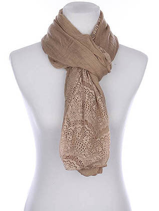 SCARF   LACE EDGE  KYF80401BRO - Scarvesnthangs
 - 3