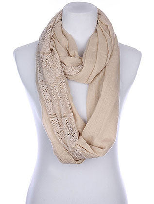 SCARF   LACE EDGE  KYF80401LBEG - Scarvesnthangs
 - 1