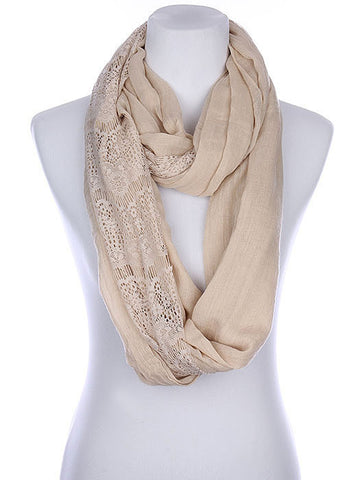 SCARF   LACE EDGE  KYF80401LBEG - Scarvesnthangs
 - 2